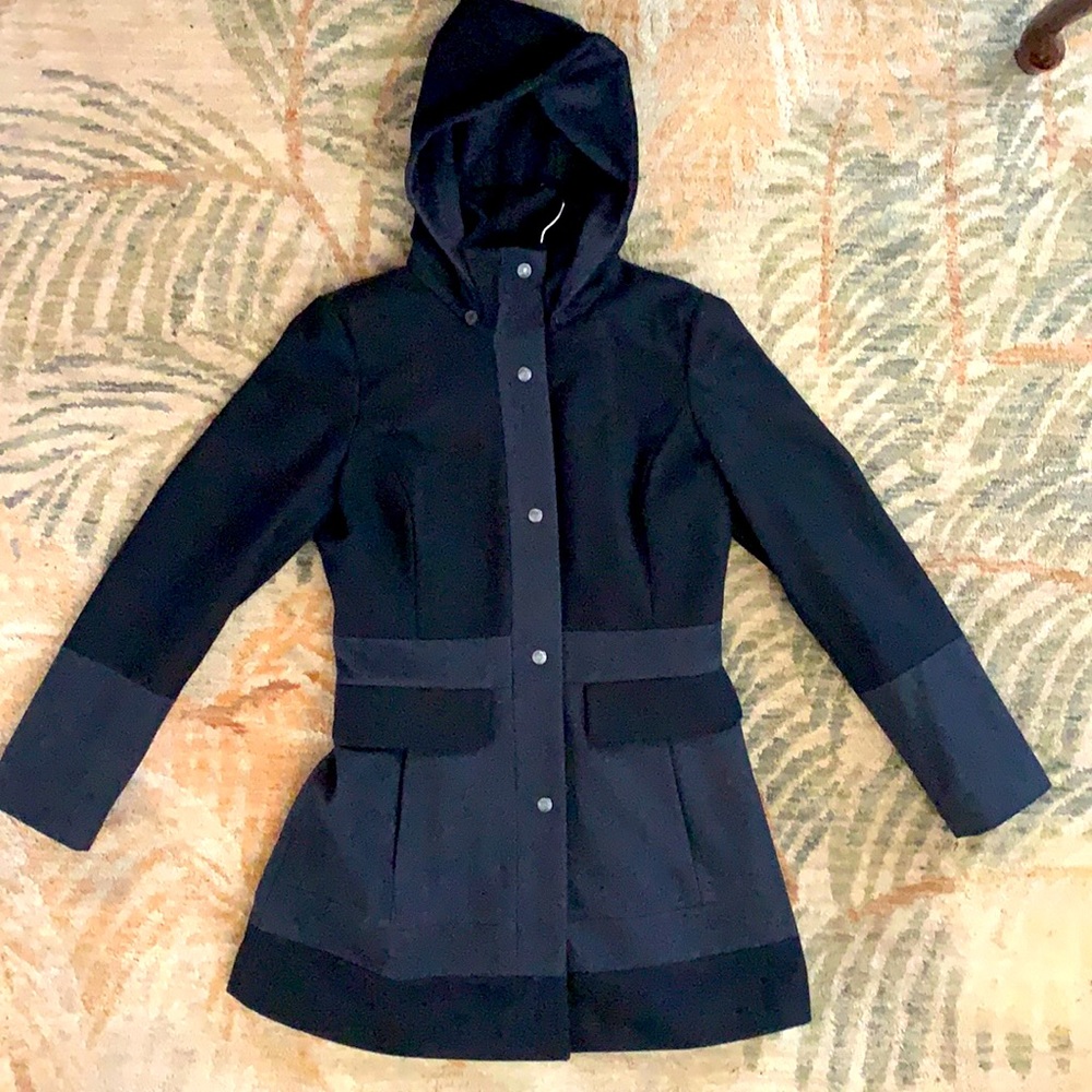 GUESS Women’s Black Hooded Wool Coat